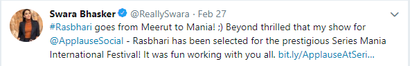 स्वरा ट्वीट