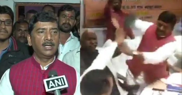 सांसद शरद त्रिपाठी ने विधायक राकेश बघेल को जूते मारे थे