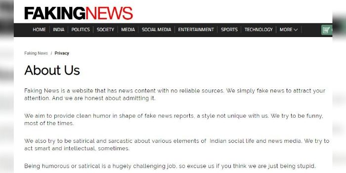 वेबसाइट के अबाउट सेक्शन में 