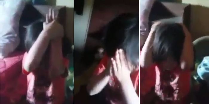 हाथ जोड़े लगातार पिता से रहम की भीख मांगती है बेटी