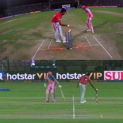 ravichandran ashwin RR vs KXIP Joss Butler run out