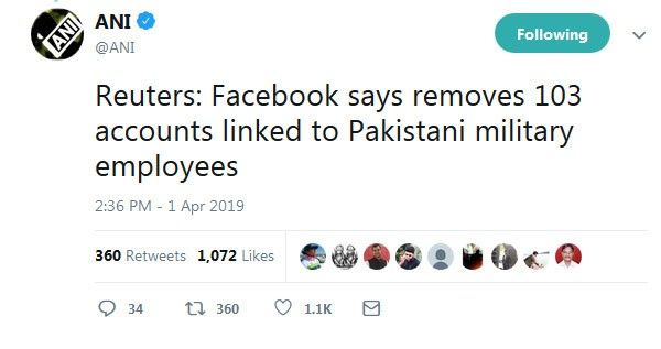 ANI Facebook tweet 2