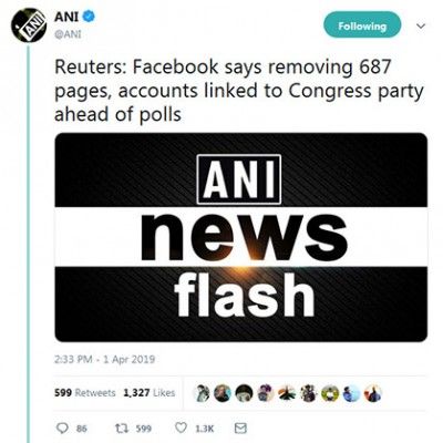 ANI facebook tweet