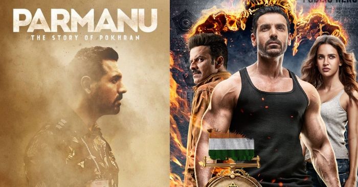 जॉन अब्राहम की पिछली दो फिल्मों 'परमाणु' और 'सत्यमेव जयते' के पोस्टर्स.