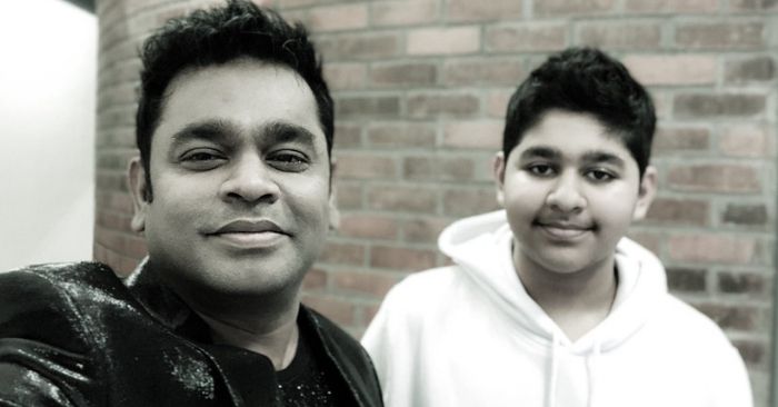 पापा ए.आर.रहमान के साथ ए.आर.अमीन.