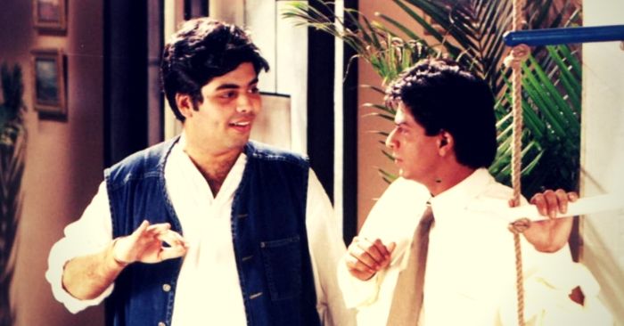 फिल्म 'कुछ कुछ होत है' की शूटिंग के दौरान शाहरुख खान के साथ फिल्म के डायरेक्टर करण जौहर.