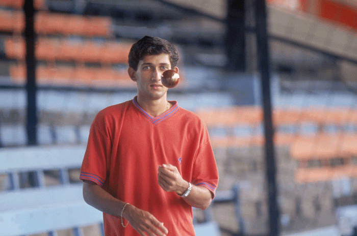 Ajit Agarkar With Ball
