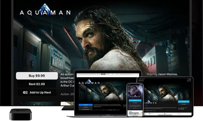 ’आई ट्यून मूवी रेंटल' का अलग अलग स्क्रीन्स का इंटरफ़ेस.