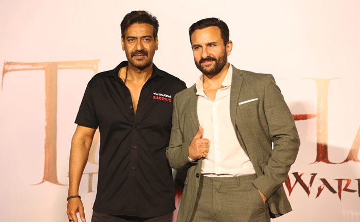  'तान्हाजी' के ट्रेलर लॉन्च के मौके पर अजय देवगन और सैफ अली खान. इस फिल्म को ओम राउत ने डायरेक्ट किया है.