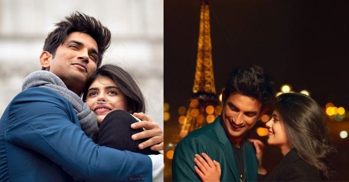 'दिल बेचारा' के दो अलग अलग पोस्टर्स में सुशांत और संजना.