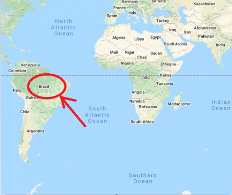 ब्राज़ील साउथ अमेरिका महाद्वीप का सबसे बड़ा देश है. साउथ अमेरिका महाद्वीप पर ब्राज़ील की लोकेशन. फोटो: Google Maps