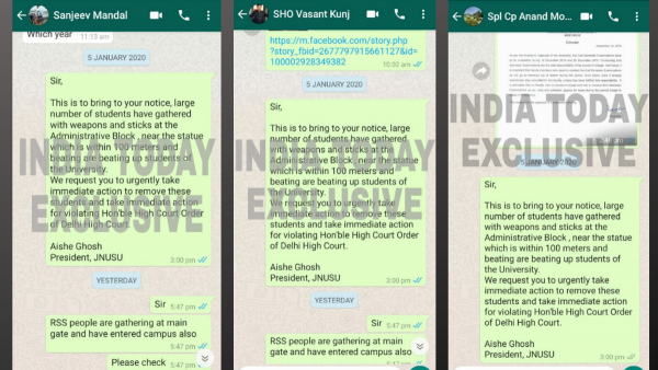 Delhi Police Whatsapp Message On Jnu 1