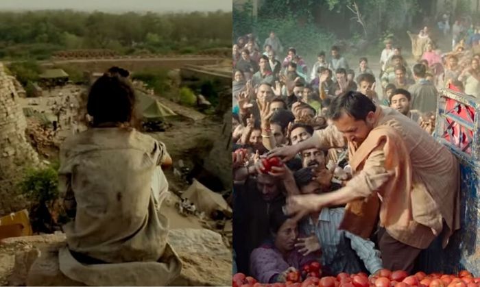 लेफ्ट में पाकिस्तान से विस्थापित हुए लोगों का शिविर (भाग मिल्खा भाग). राईट में कश्मीर से विस्थापित हुए कश्मीरी पंडितों का शिविर (शिकारा). 