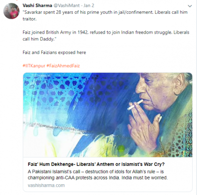 वशी मंत अपने ब्लॉग में बता रहे हैं कि फ़ैज़ ने 1942 में ब्रिटिश आर्मी जॉइन की लेकिन फ्रीडम स्ट्रगल में भाग नहीं लिया. फोटो: Twitter