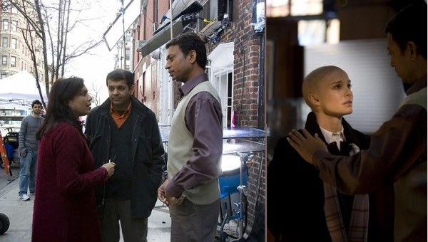 'न्यू यॉर्क, आई लव यू' की शूटिंग पर मीरा नायर के साथ इरफ़ान; फिल्म के सीन में नैटेली और इरफ़ान 4. New York I Love You