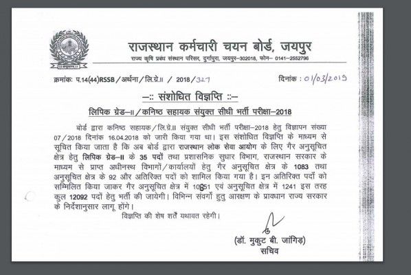 1 मार्च 2019 को जारी की गई संशोधित विज्ञप्ति.