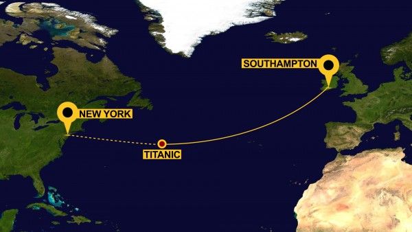 Titanic Route Map
