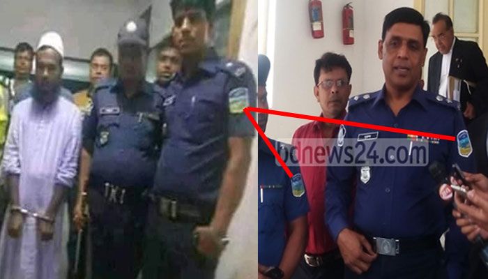 बाईं ओर है वायरल तस्वीर. दाईं ओर है मेमनसिंह शहर की पुलिस की एक तस्वीर. (स्रोत- bdnews24)