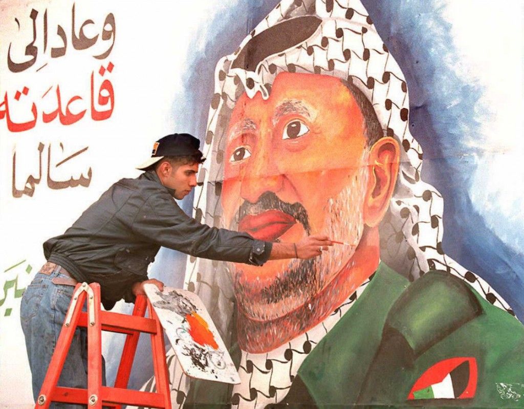 यासिर अराफ़ात की वॉल पेंटिंग. यासिर अराफ़ात की वॉल पेंटिंग.