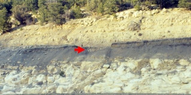 K-Pg बाउंड्री पर इरिडियम की लेयर. (विकिमीडिया)