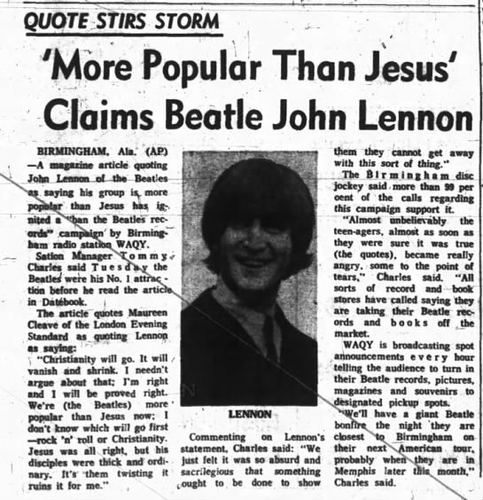 पॉपुलर दैन जीसस वाला बयान, जिसकी वजह से बीटल्स का बॉयकॉट होने लगा.