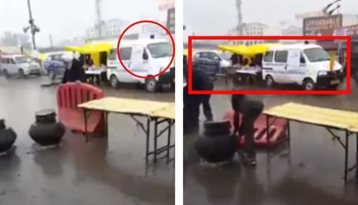 वायरल वीडियो पीछे खड़ी एम्बुलेंस और इनोवा कार Ambulance