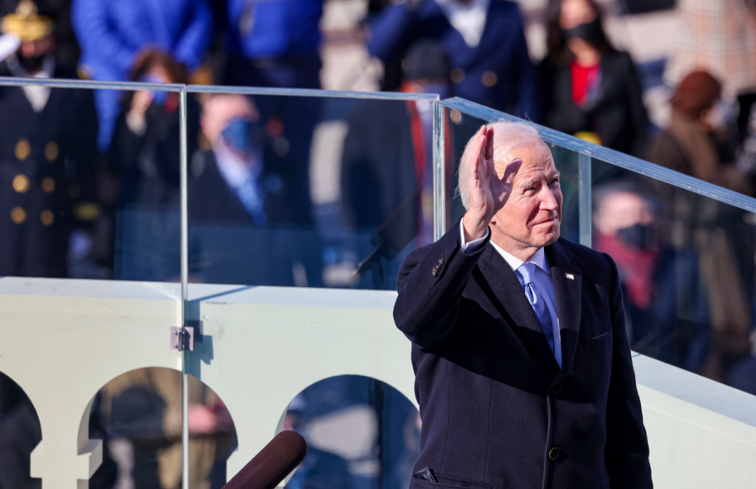 Joe Biden Waves To Staff And Supporters During Inaguration Ceremony Ap:pti