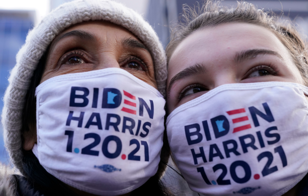 Two Supporters During Joe Biden And Kamala Harris Inaguration Ceremony Ap:pti