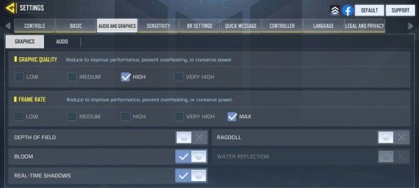 call of duty graphic setting