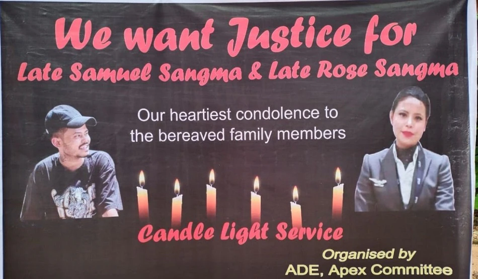 Roji Sangama और Samuel Sangama के लिए मांग करने वालों की तरफ से बनाया गया बैनर. (फोटो: आजतक) Roji Sangama और Samuel Sangama के लिए मांग करने वालों की तरफ से बनाया गया बैनर. (फोटो: आजतक)