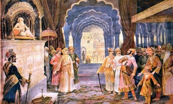 औरंगज़ेब के दरबार में शिवाजी महाराज (तस्वीर: एम.वी. धुरंधर) Untitled Design (7)