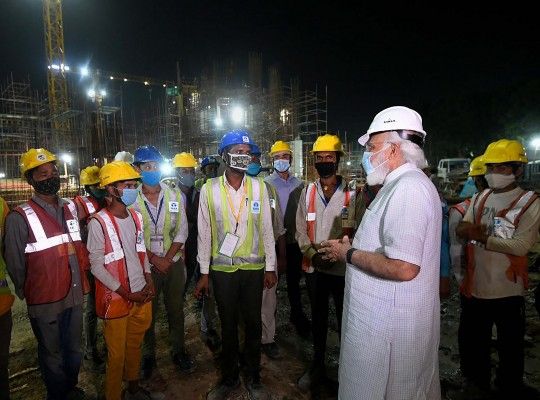 Pm Modi Inspects Central Vista Project