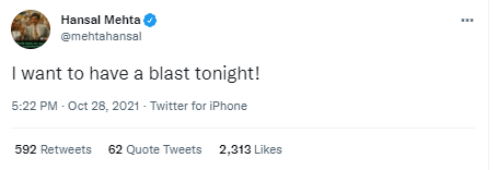 शाहिद और ओमेर्टा जैसी फिल्में देने वाले डायरेक्टर हंसल मेहता ने ब्लास्ट शब्द से चुटकी लेली 