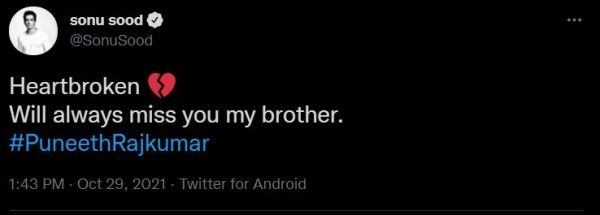 सोनू सूद ने व्यक्त किया शोक. सोनू सूद ने व्यक्त किया शोक.