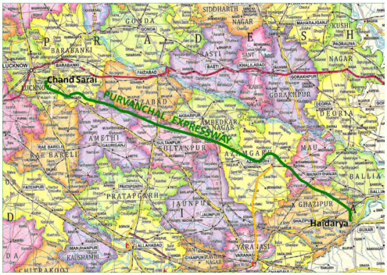 पूर्वाञ्चल एक्स्प्रेसवे का मैप