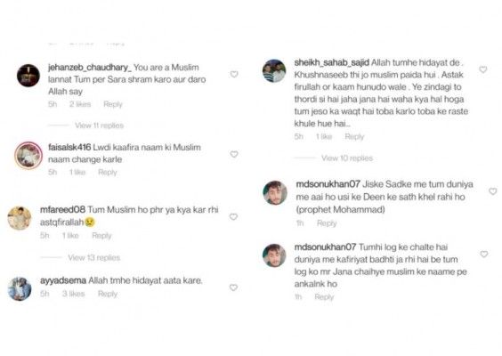 सारा की तस्वीर के नीचे आए कमेंट.