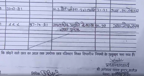 टीसी पर लिखा 'अपराधी' टीसी पर लिखा 'अपराधी'