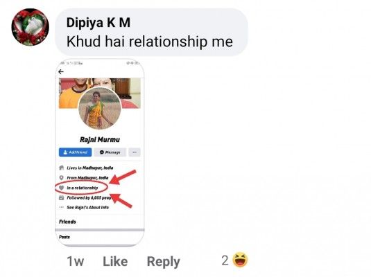 फ़ेसबुक यूज़र का कमेन्ट Murmu