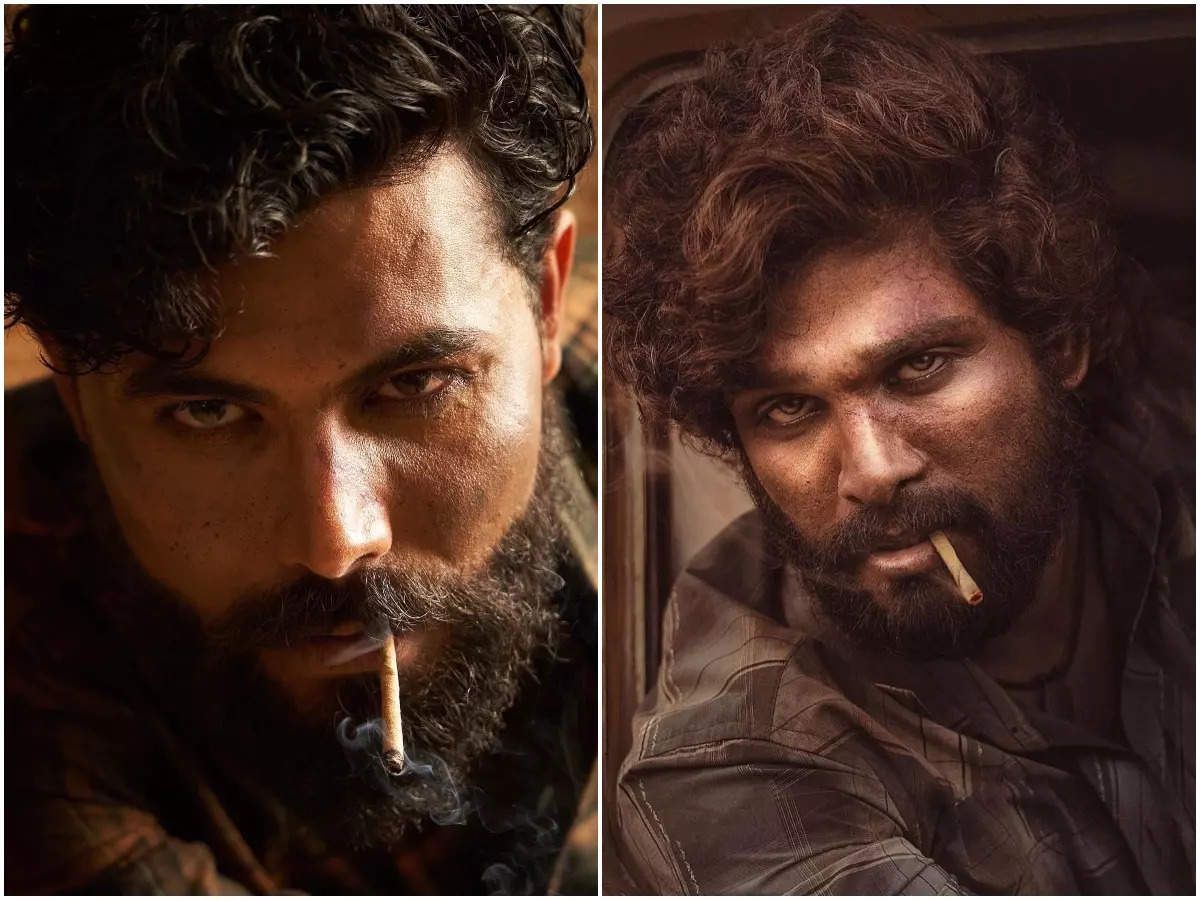 'पुष्पा' से अल्लू अर्जुन का लुक कॉपी करके रविंद्र जडेजा ने एक फोटो पोस्ट की. ये वही दोनों तस्वीरें हैं.