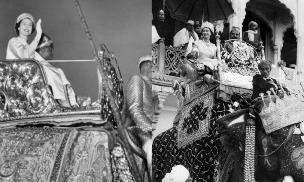 हाथी की सवारी करती महारानी एलिजाबेथ द्वितीय (फोटो सोर्स- AFP)