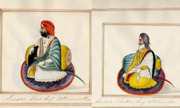 हज़ारा के गवर्नर छत्तर सिंह अटारीवाला (दाएं) और उनके बेटे राजा शेर सिंह (बाएं) ( तस्वीर: ब्रिटिश म्यूज़ियम) Untitled Design