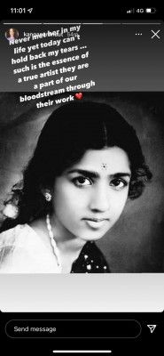 कंगना रनौत ने लता जी को श्रद्धांजलि देते हुए इंस्टाग्राम स्टोरी पोस्ट की. कंगना रनौत ने लता जी को श्रद्धांजलि देते हुए इंस्टाग्राम स्टोरी पोस्ट की.