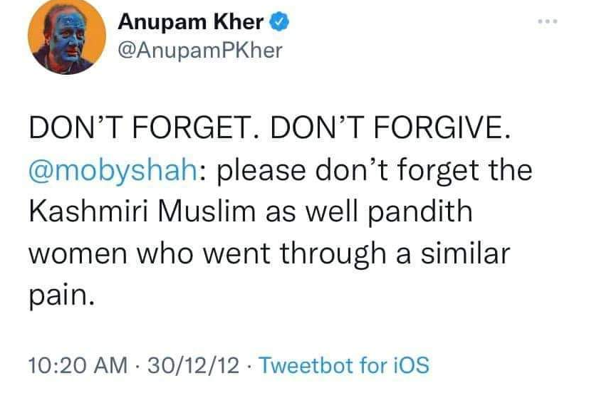 अनुपम खेर के ट्वीट का स्क्रीनग्रैब.