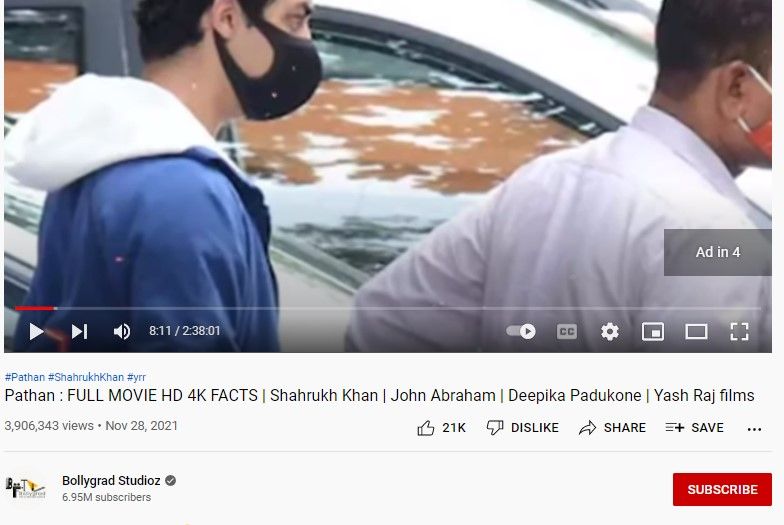 वायरल लिंक की वीडियो का स्क्रीनशॉट. Pathan Movie Link