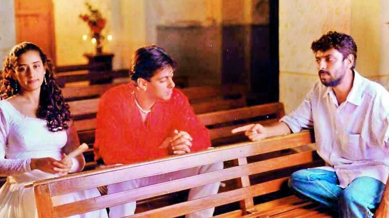 फिल्म 'खामोशी' की शूटिंग के दौरान मनीषा कोईराला और सलमान खान के साथ संजय लीला भंसाली.