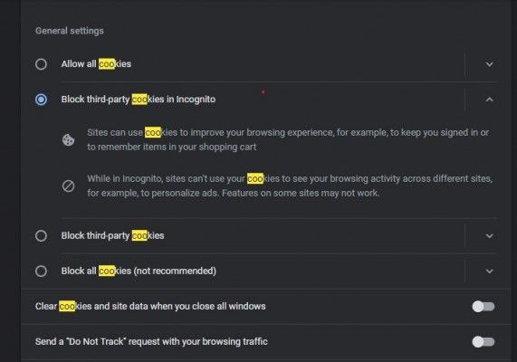 Cookies Settings In Chrome