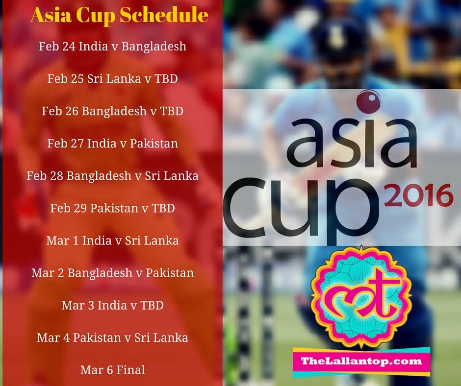 Asia Cup Schedule